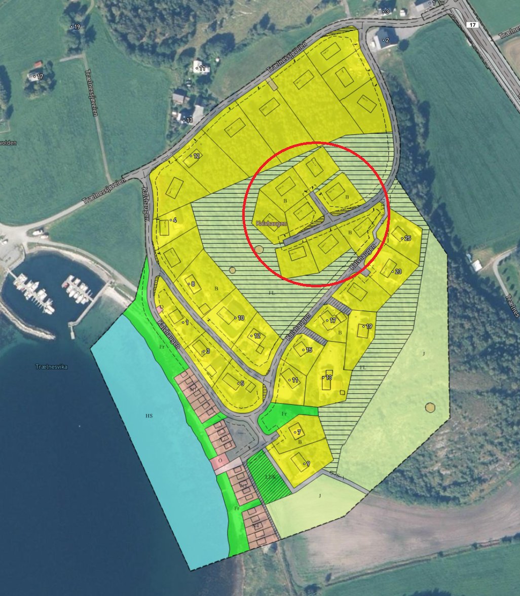 Flyfoto med reguleringsplan - Klikk for stort bilde